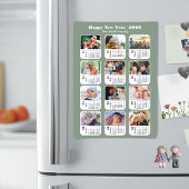 Modern Sage Green 2025 Kalender 12 Foto Magnetisch