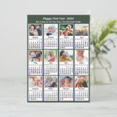 Modern Sage Green 2025 Kalender 12 Fotocollage Feestdagenkaart (Staand voorkant)