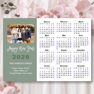 Modern Sage Green 2025 Kalender Familie Magnetisch