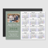 Modern Sage Green 2025 Kalender Familie Magnetisch (Voorkant / Achterkant)