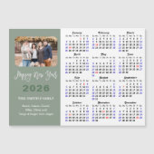 Modern Sage Green 2025 Kalender Familie Magnetisch (Voorkant)
