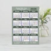 Modern Sage Green 2025 Kalender Minimalistisch Scr Feestdagenkaart (Staand voorkant)