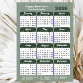 Modern Sage Green 2025 Kalender Minimalistisch Scr Feestdagenkaart