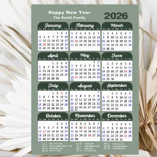 Modern Sage Green 2025 Kalender Minimalistisch Scr Feestdagenkaart