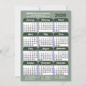 Modern Sage Green 2025 Kalender Zakelijk Eenvoudig Feestdagenkaart (Voorkant)