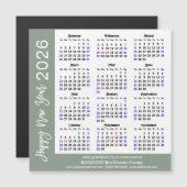 Modern Sage Green 2025 Kalender Zakelijk Magnetisc (Voorkant / Achterkant)