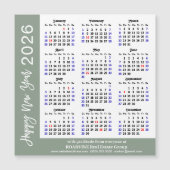 Modern Sage Green 2025 Kalender Zakelijk Magnetisc (Voorkant)