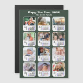 Modern Sage Green 2026 Kalender 12 Foto Magnetisch (Voorkant / Achterkant)
