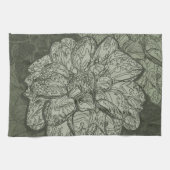 Modern Sage Green Abstract Dahlia Floral Pattern Theedoek (Horizontaal)