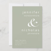 Modern Sage Green Ampersand Foto Save The Date (Voorkant)