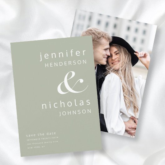 Modern Sage Green Ampersand Foto Save The Date