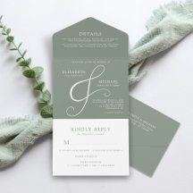 Modern Sage Green Ampersand Minimal Wedding