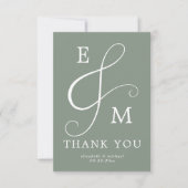 Modern Sage Green Ampersand Monogram Weddenschap Bedankkaart (Voorkant)