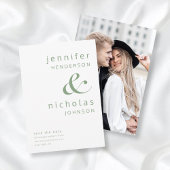 Modern Sage Green Ampersand Typografie Foto Save The Date