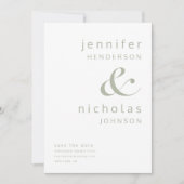 Modern Sage Green Ampersand Typography Wedding Save The Date (Voorkant)