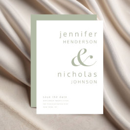 Modern Sage Green Ampersand Typography Wedding Save The Date