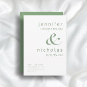 Modern Sage Green Ampersand Typography Wedding Save The Date