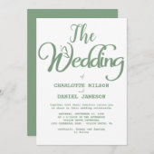 Modern Sage Green and White Simple Wedding Kaart (Voorkant / Achterkant)