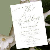 Modern Sage Green and White Simple Wedding Kaart