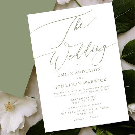 Modern Sage Green and White Simple Wedding Kaart
