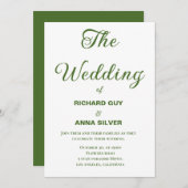 Modern Sage Green and White Simple Wedding Kaart (Voorkant / Achterkant)