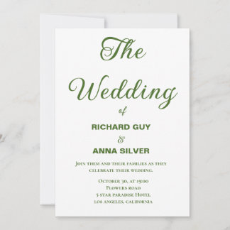 Modern Sage Green and White Simple Wedding Kaart