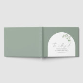 Modern Sage Green Arch Botanical Script Weddenscha Gastenboek (Volledig)