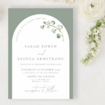 Modern Sage Green Arch Botanical Script Weddenscha