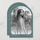 Modern Sage Green Arch Photo Graduation Party Kaart (Voorkant / Achterkant)