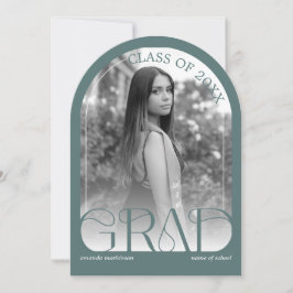 Modern Sage Green Arch Photo Graduation Party Kaart