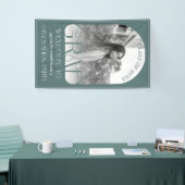 Modern Sage Green Arch Photo Graduation Welcome Spandoek (Beurs)