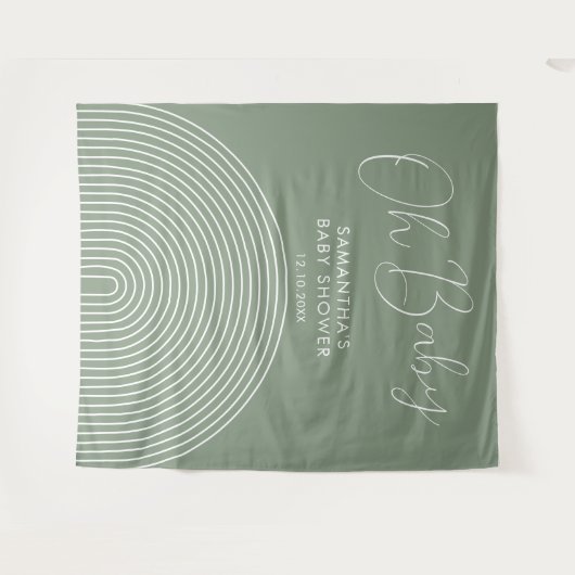 Modern Sage Green Baby Shower Backdrop Wandkleed (Voorkant (horizontaal))