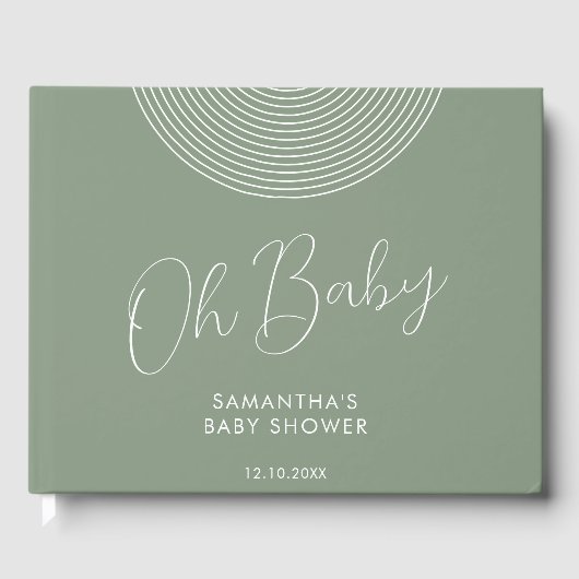 Modern Sage Green Baby Shower geometric Gastenboek (Voorkant)