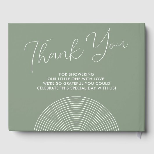 Modern Sage Green Baby Shower geometric Gastenboek (Achterkant)