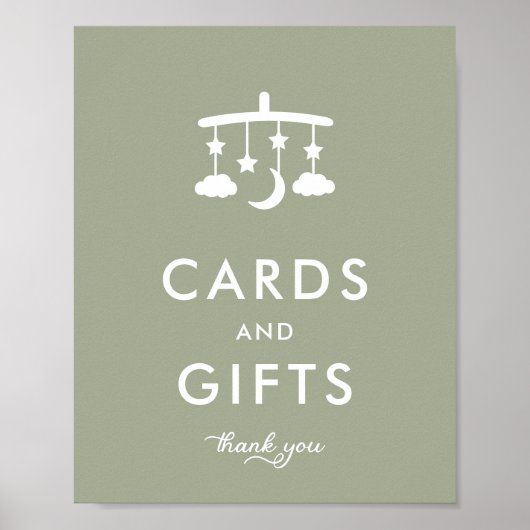 Modern Sage Green Baby shower Kaarten en geschenke Poster (Voorkant)