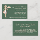 Modern Sage Green Bakery Woman Cake Service Visitekaartje (Voorkant / Achterkant)