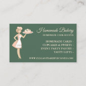 Modern Sage Green Bakery Woman Cake Service Visitekaartje (Voorkant)