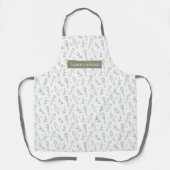 Modern Sage Green Baking Pattern Script Naam Schort (Voorkant)