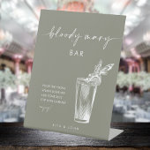 Modern Sage Green Bloody Mary Bar Trouwbord Reclamebord Met Voetstuk