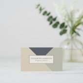 Modern Sage Green Blue Linen Geometric Design Visitekaartje (Staand voorkant)