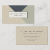 Modern Sage Green Blue Linen Geometric Design Visitekaartje (Voorkant / Achterkant)