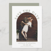 Modern Sage Green Boho Arch Photo Wedding Save The Date (Voorkant / Achterkant)