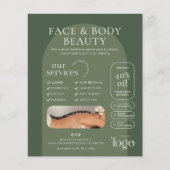 Modern Sage Green Boho Beauty Spa Salon Marketing Flyer (Voorkant)