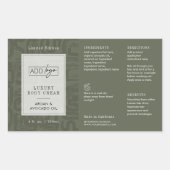 Modern Sage Green Boho Logo 4OZ Cosmetic Bottle Rechthoekige Sticker (Voorkant)