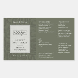 Modern Sage Green Boho Logo 4OZ Cosmetic Bottle Rechthoekige Sticker