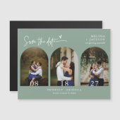 Modern Sage Green Boho Save the Date Arch Photo (Voorkant / Achterkant)