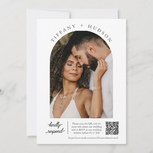 Modern Sage Green Boho Wedding Arch Foto QR Code Kaart (Achterkant)