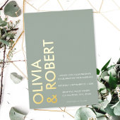 Modern Sage Green Bold Minimalist Wedding Folie Uitnodiging