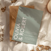 Modern Sage Green Bold Minimalist Wedding Kaart
