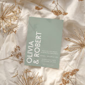Modern Sage Green Bold Minimalist Wedding Kaart